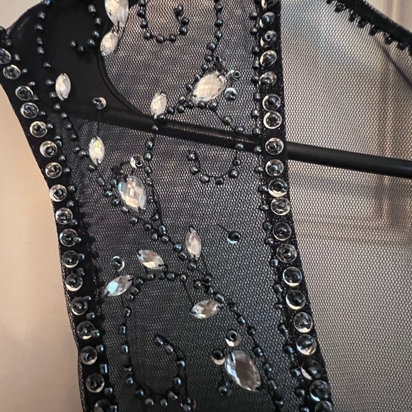 Women's Navy Silky Embellished Knee Length Cocktail Dress Stenay Size 4 - Picture 5 of 5